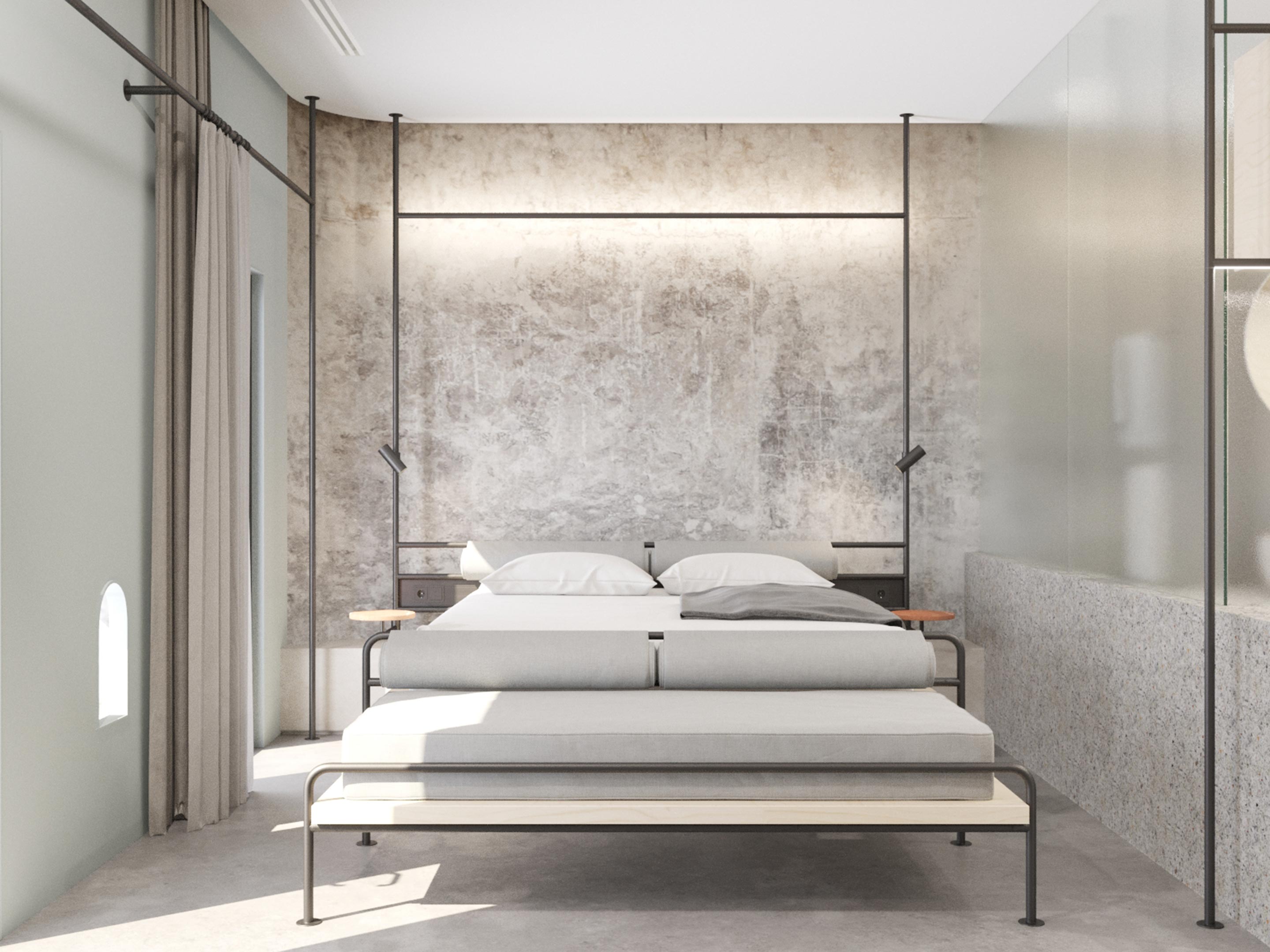 Dexamenes seaside hotel placeholder suite bedroom interior design in Kourouta